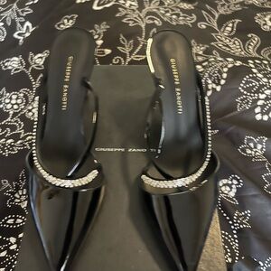 Giuseppe Zanotti Black Heels with Silver Accents